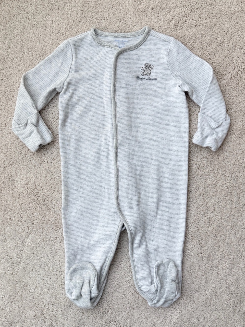 Ralph Lauren Light Gray Baby Footed One-Piece